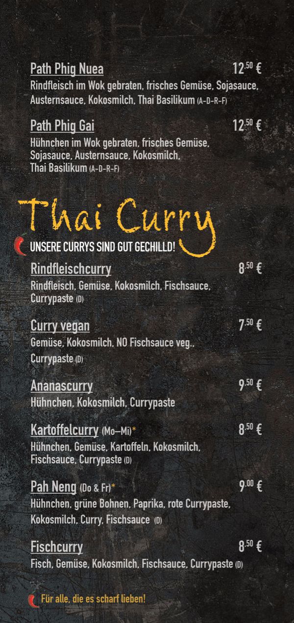 Thai Kitchen Speisekarte