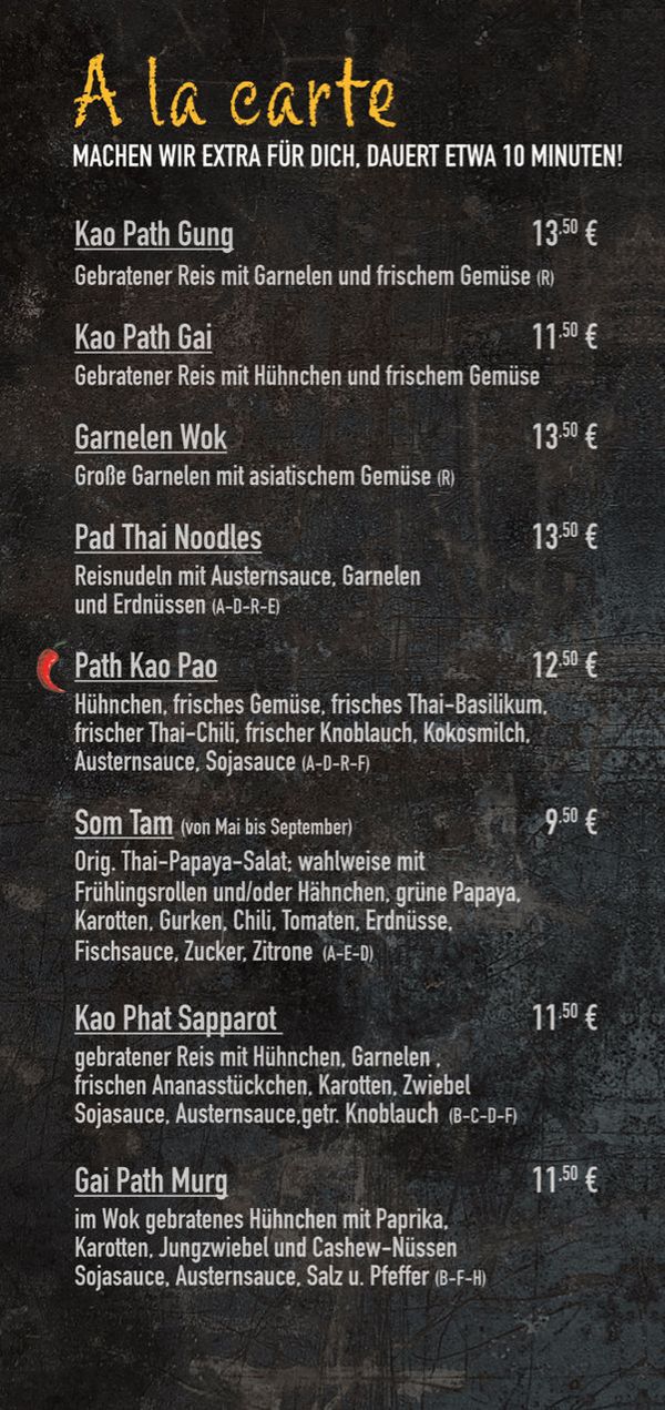 Thai Kitchen Speisekarte